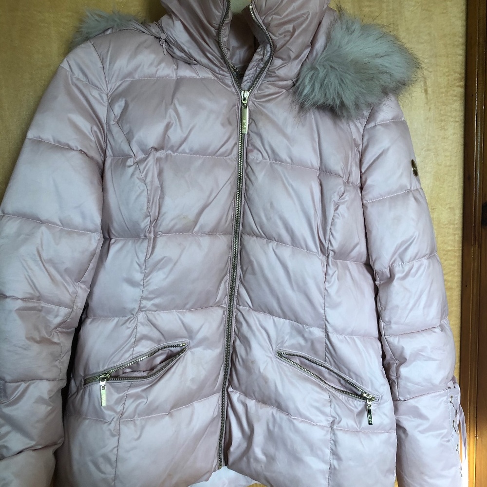pink puffer winter coat